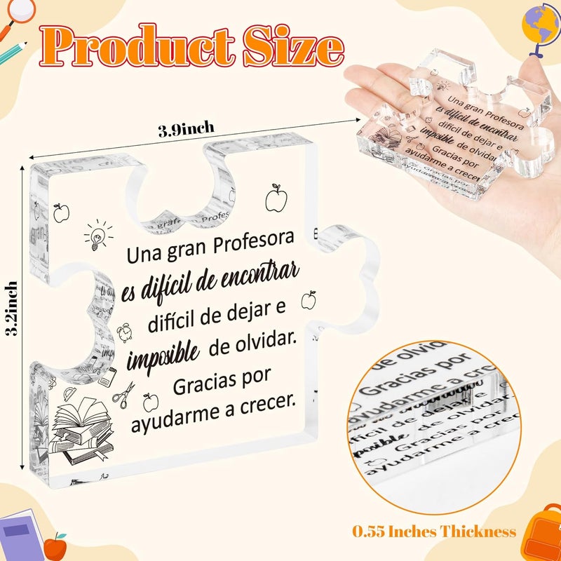 Yopyame Spanish Teacher Appreciation Gifts - Regalos para Maestra Acrylic Plaque Thank You Gifts for Teacher from Students End of Year Graduation Christmas Birthday Thanksgiving Gifts for Teachers - Image 2